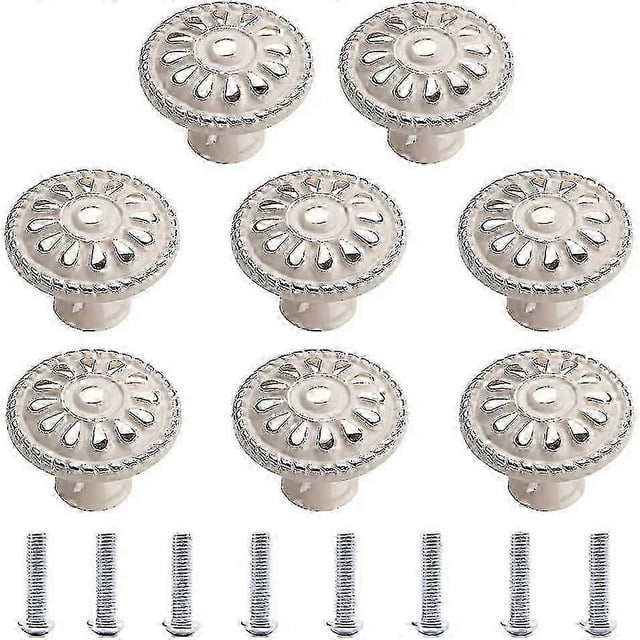 2025 Cabinet Knob 8 Pieces Round Drawer Pull Handle Cabinet Knobs Drawer Knob Cabinet Handle Kitchen Drawer Cabinet Door Knobs White Vintage Cabinet K