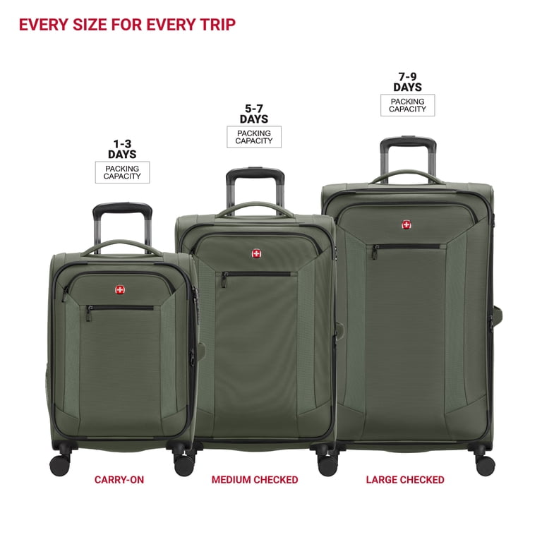 SWISSGEAR Stride 3-Piece Expandable Spinner Luggage Set, Olive
