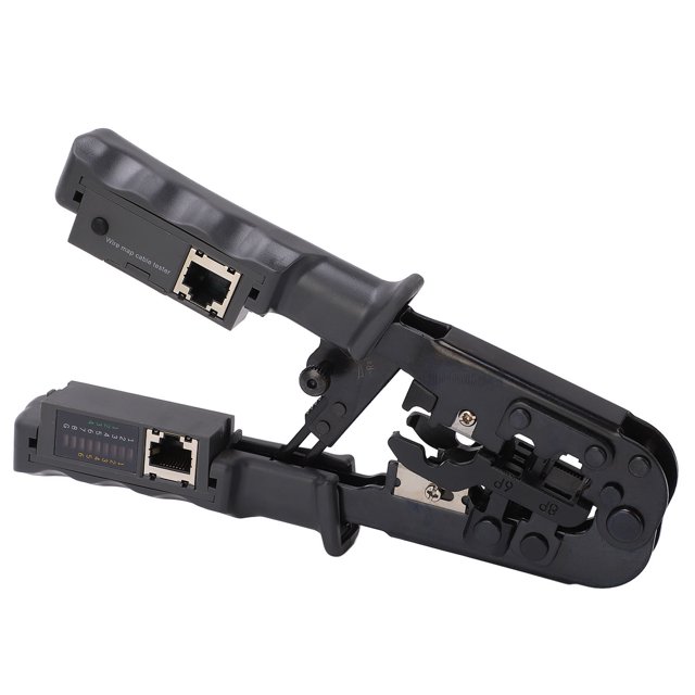 Crimpadora De Cable De Datos Modular De Trinquete, Herramienta De Prueba De Cable De Crimpado Distancia Moderada Conexión Firme Acero Al Carbono Sin Rebabas Para Mantenimiento De ZAQW RJ45 RJ11 RJ12 Cable Tester