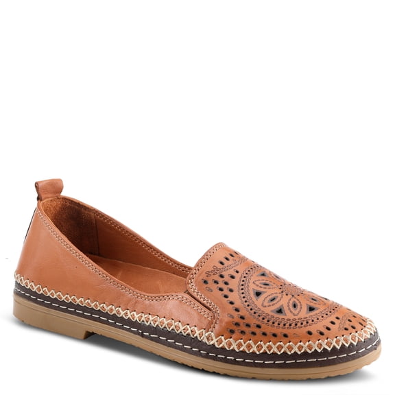 Spring Step Women’s Ingrid Loafers – Premium Leather Slip-On with Laser Cutout Design, Elastic Goring and Lightweight Flat Sole for Comfortable Stylish Wear