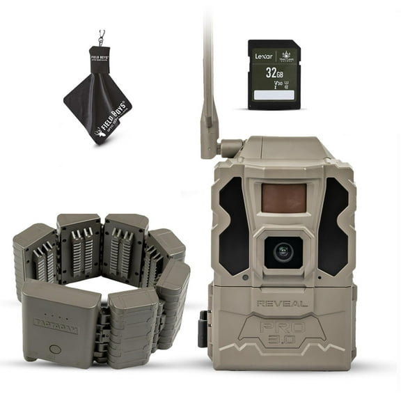 TACTACAM Reveal Pro 3.0 LTE Cellular Trail Camera AT&T & Verizon, 4K Photo Quality, No Glow, for Hunting, Surveillance Includes Battery Belt, SD Card, and Cleaning Cloth