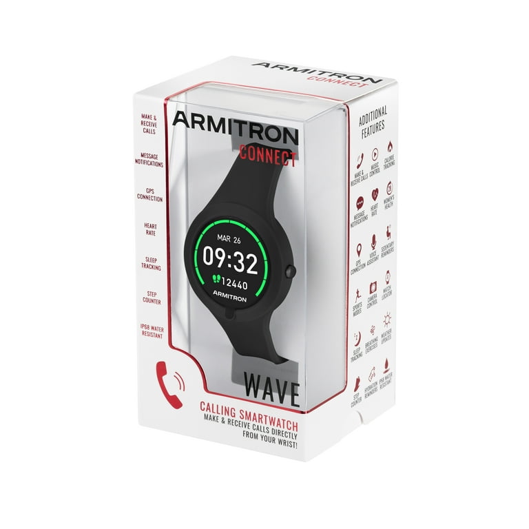 Armitron Connect Unisex Wave Smartwatch Make and Receive Calls Black Silicone Band