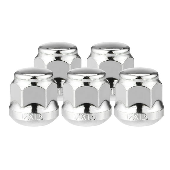 5 Pcs Wheel Lug Nuts Compatible for Honda Accord Civic Chorme Plated M12x1.5 Silver Tone Tire Lugnuts