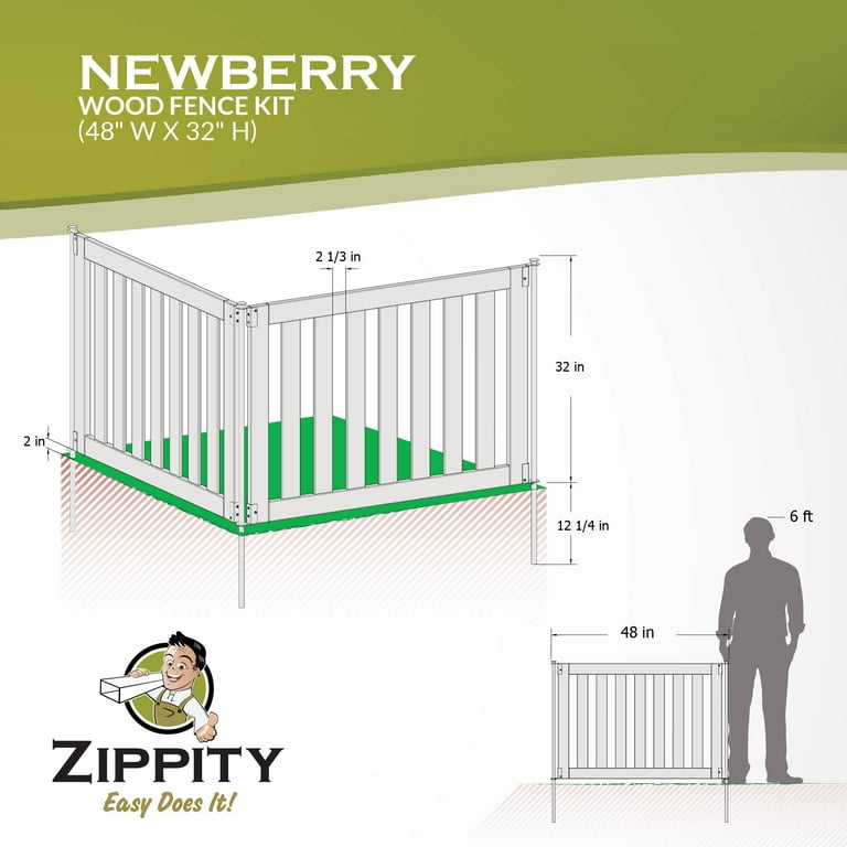 Zippity Outdoor Products ZP19075 Newberry Wood Fence 48” W x 32” H