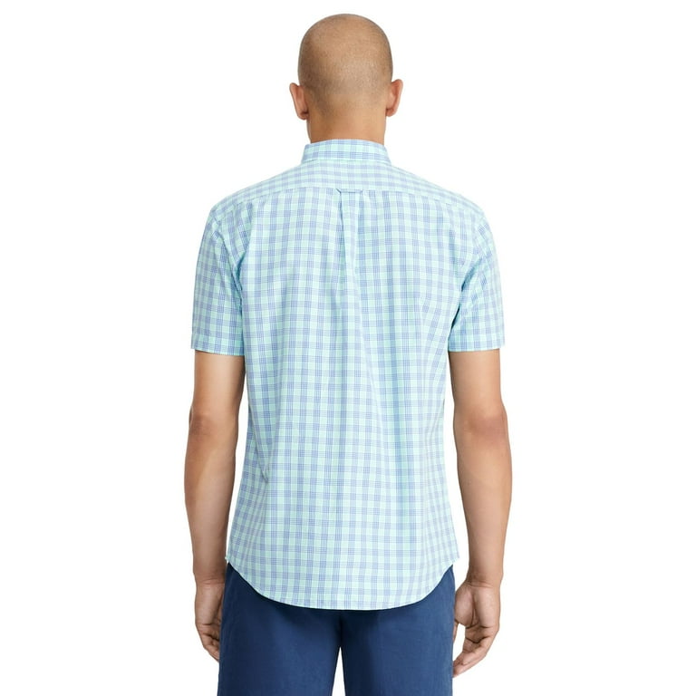 Izod Men's Regular Fit Short Sleeve Check Dress Shirt - Stretch Fabric, Wrinkle-Free