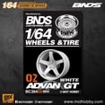 thumbnail image 1 of BNDS 1/64 ABS Wheels Rubber Tires by WHITE Assembly Rims Modified Parts JDM VIP Style for Model Car Vehicle 4pcs Set BC26402WH, 1 of 5