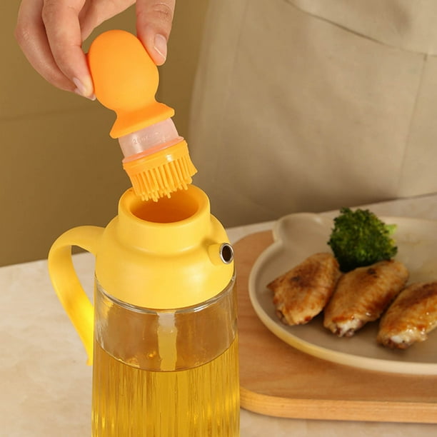 Botella dispensadora de aceite de vidrio | Diseño a prueba de fugas de apertura automática | Recipiente de condimentos domésticos para vinagre de aceite de soja | Operación con una sola mano