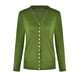 thumbnail image 5 of Qarigey Blusa con botones a presión para mujer, cárdigan con escote en V abierto en la parte delantera, ropa informal de Color sólido, Tops Prendas para la parte del cuerpo Pasto verde L, 5 of 6