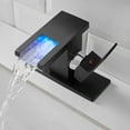 thumbnail image 6 of Bathroom Sink Faucet LED Light 3 Colors Changing Waterfall Glass Spout Hot Cold Water Mixer Single Handle One Hole Deck Mounted, 6 of 9