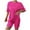 Hot Pink, variant on Womens Summer Sets 2 Piece Outfits Solid Color Short Sleeve Top Sets Comfy Crew Neck Casual Shorts Sweatsuits (Hot Pink XL)