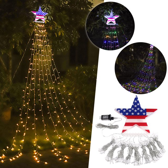 Fiudx Adornos Navideños Luces De Pentagrama Luces Led De Navidad Decoración Luces De Linterna Cadena De Luces De Estrellas Luces De Cortina Led