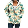thumbnail image 6 of GEWSEY Womens Oversized Hoodies Zip Up Fleece Floral Sweatshirt Casual Fall Long Sleeve Drawstring Hooded with Pockets (Light Yellow, 3XL), 6 of 7