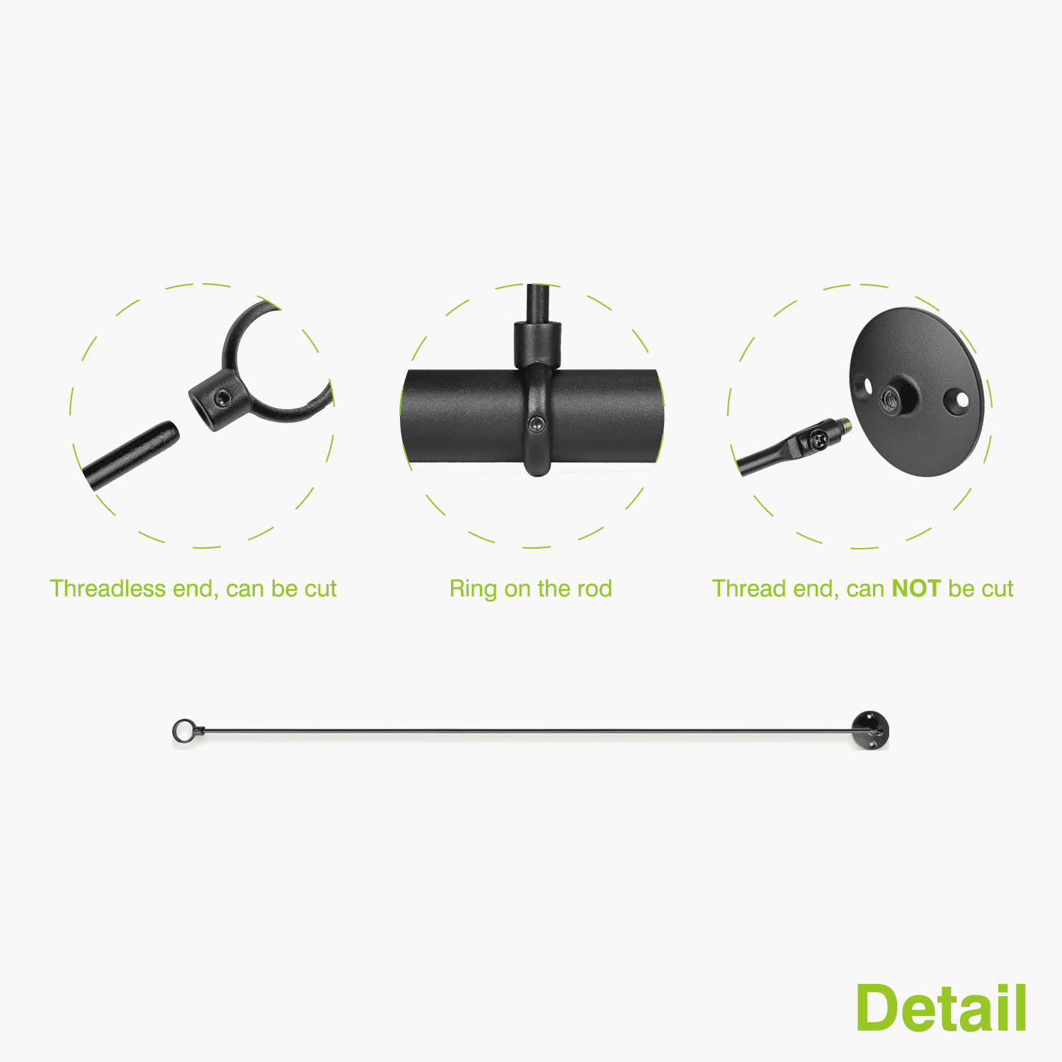 Naiture 36" Swivel Stainless Steel Shower Curtain Rod Ceiling Support with 1'' Loop, Black Finish