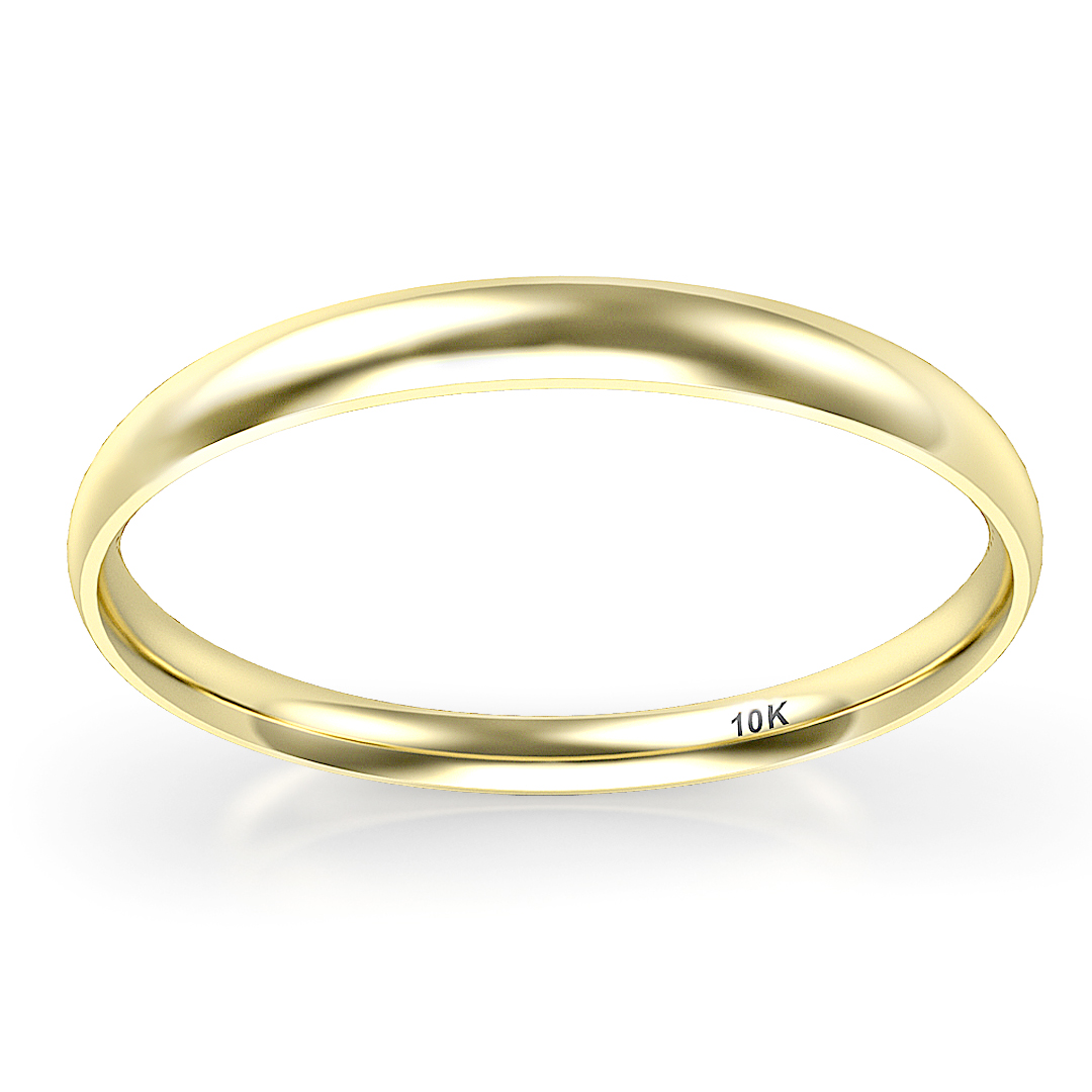 Sz 11.5 Solid 10K Yellow Gold 2MM Round Dome Comfort Fit Wedding Band Ring