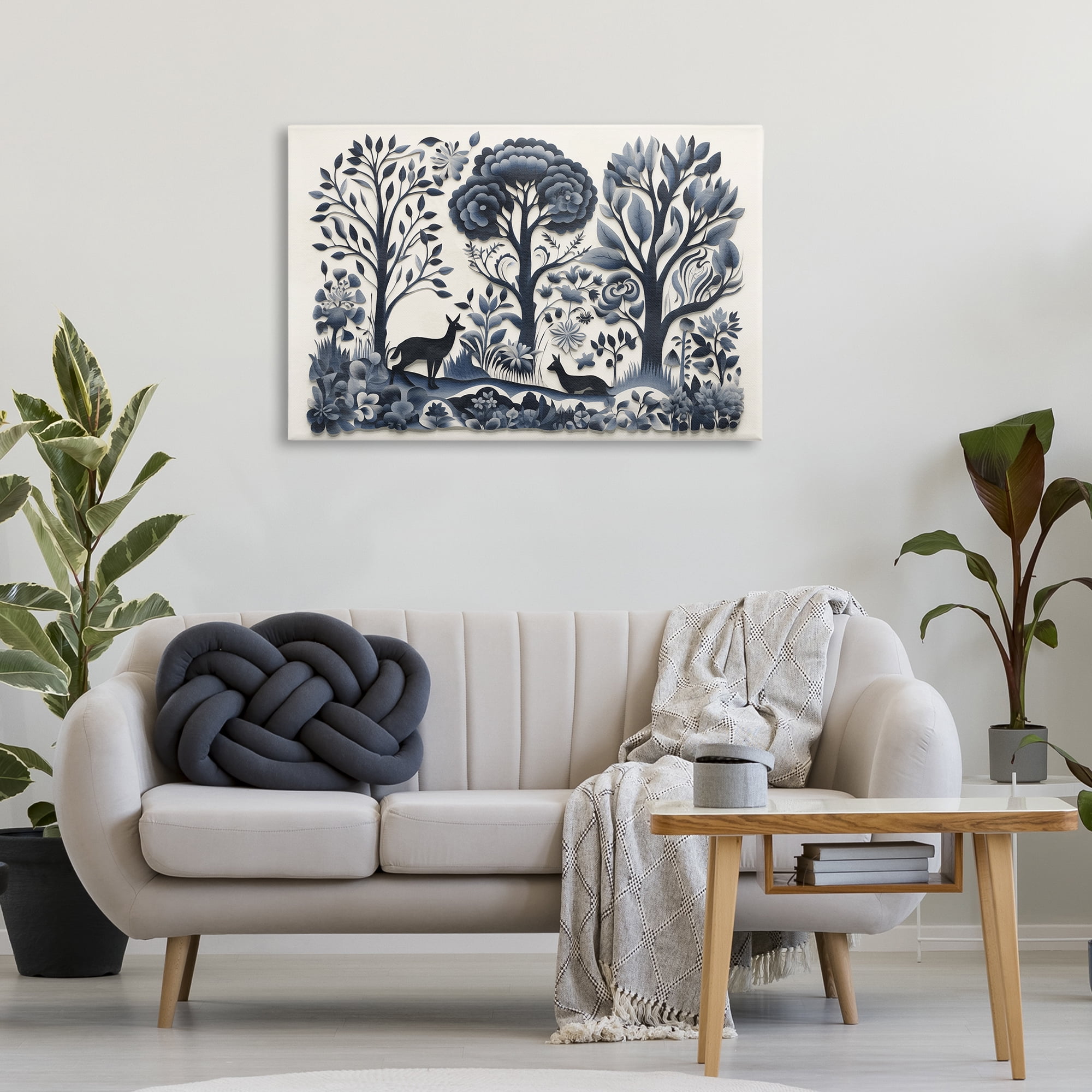 Stupell Industries Boho Forest Creatures Landscape Painting Gallery Wrapped Canvas Art Print Wall Art, 36 x 24