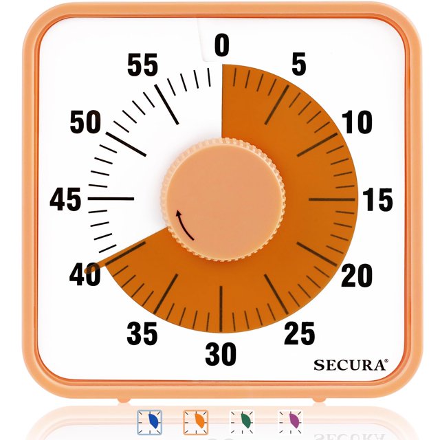 Temporizador visual Secura de 19 cm y 60 minutos con cuenta regresiva para niños y adultos