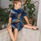 thumbnail image 4 of Balery Navy Blue Marble Conjunto de Pijama Infantil de Manga Corta con Estampado – Ropa de Dormir de Algodón Suave-Large, 4 of 6