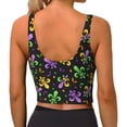 thumbnail image 4 of Goofa Mardi Gras Carnival4 Printed Sports Bras for Women, High Impact Running Bra Workout Crop Tank Tops Longline Sports Bra Push up-Small, 4 of 9