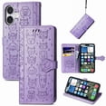 thumbnail image 1 of Funda Cartera FOXDOCK para iPhone 17 , Flip PU con Relieve de Gatos y Perros, Tarjetero y Soporte, 1 of 6