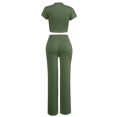 thumbnail image 4 of Gaecuw Two Piece Summer Sets Plus Size 2 Piece Beach Outfits for Women Short Sleeve Pullover Calf Length Wide Leg Lounge Trousers Crew Neck Oversized Waist Fashion Suits Summer Sets Suit Set Khaki, 4 of 4