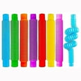thumbnail image 1 of 6pcs Colorful Fidget Tube Toys Plastic Stretch Pipe Decompression Stress Relief Sensory Toys Kids Early Development Gifts, 1 of 4