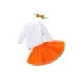 thumbnail image 2 of FOCUSNORM 3PCS Baby Girls Halloween Clothes Long Sleeve Pumpkin Face Romper Tutu Skirt Headband, 2 of 8