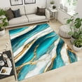 thumbnail image 2 of Green and White Marble Area Rugs, Non-Slip Square Carpet Apartment Carpet, Distressed Carpet Fuzzy Plush Soft Shaggy Non-Skid Apply to Foyer Bathroom Home,5x8ft, 2 of 6
