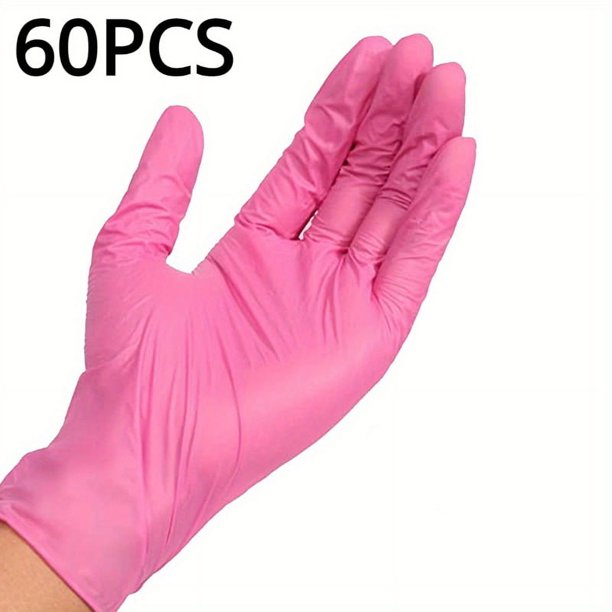 Guantes desechables de nitrilo para el hogar, guantes elásticos sin látex, resistentes al agua, duraderos y multifuncionales, herramienta de limpieza, color rosa, XS, S, M y L