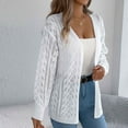thumbnail image 4 of XUNKUSGA Cardigan Sweaters for Women Fashion Open Front Hollow Out Cozy Cardigan Solid Color Oversized Mid-Length Womens Cardigan Lightweight Long Sleeve Knitted Sweater S-XL White, 4 of 4