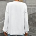 thumbnail image 7 of Women's Stripe Brushed Solid Color Round Neck Pocket Casual Loose T-shirt Long Sleeved Round Neck Top Cheap, 7 of 7