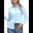 thumbnail image 2 of Camisas de Botones Súper Suaves y Antiarrugas para Mujer, de Larga, Lisas, A Rayas, para Vestir Formalmente en el Trabajo. Azul M, 2 of 10