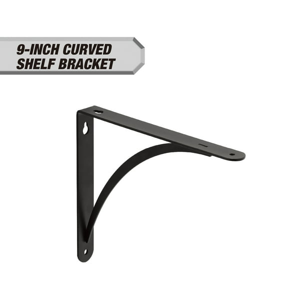 Hyper Tough 9" X 6.5" Curved Shelf Bracket, Black