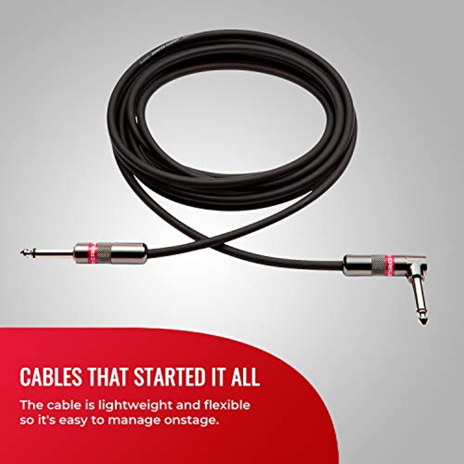 Monster 600495-00 Prolink Monster Classic 1/4" Instrument Cable. 12 ft - Right Angle to Straight