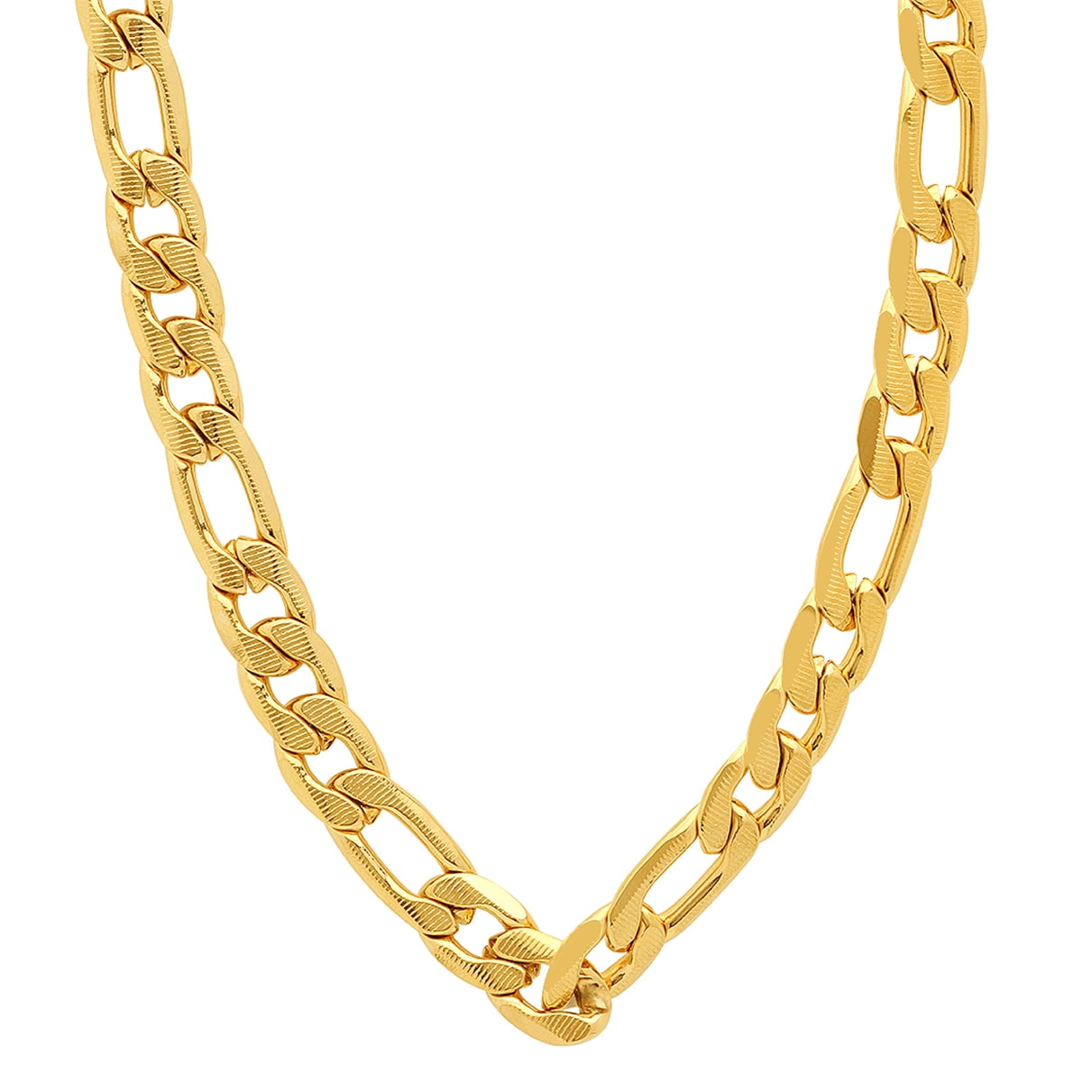 Steeltime Men's 18K Gold Plated Stainless Steel 10mm Figaro Chain Link Necklace