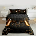 thumbnail image 2 of Castle Fairy Teens Game Gamepads 3 Pieces Queen Comforter Set for Adults Female Men,Black Orange Geometric Hexagon Ultra Soft Bedding Sets,Video Game Game Controller Bedding Comforter Set Breathable, 2 of 8