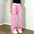 thumbnail image 4 of Girls Sweatpants Straight Leg Elastic Waist Multi Pockets Cargo Pants Sweatpants Loose Casual Daily Workout Lounge Joggers Pants 5-15 Years, 4 of 9