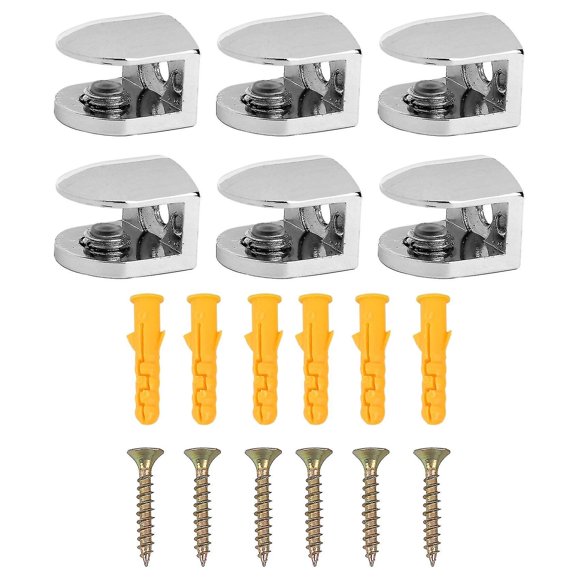 6 Pcs Adjustable Glass Clamps 6 Mm Glass Bracket Zinc Alloy Glass Shelves Holder Glass For Bathroom