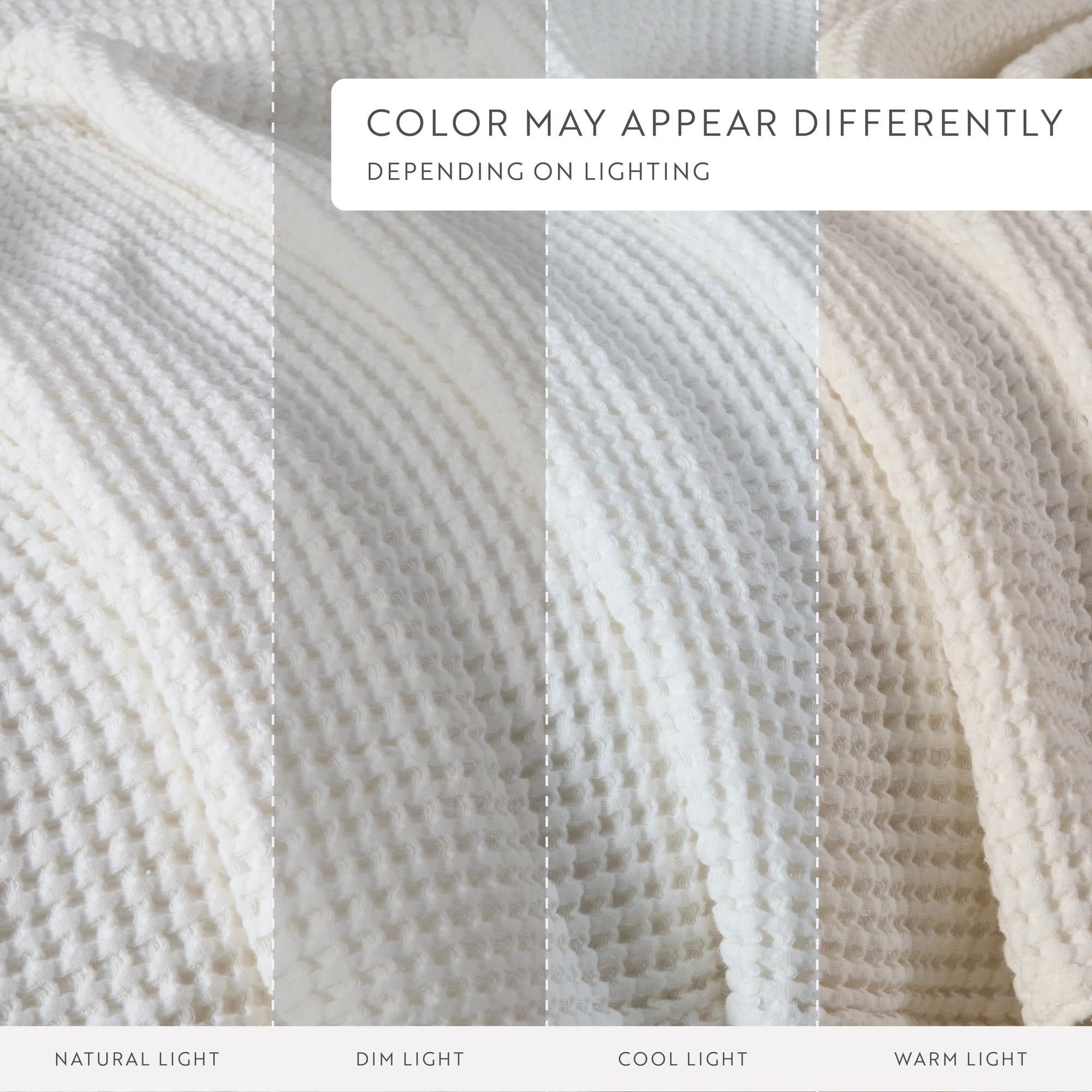 Noble Linens 100% Cotton Waffle Texture Bed Blanket, White, Full/Queen
