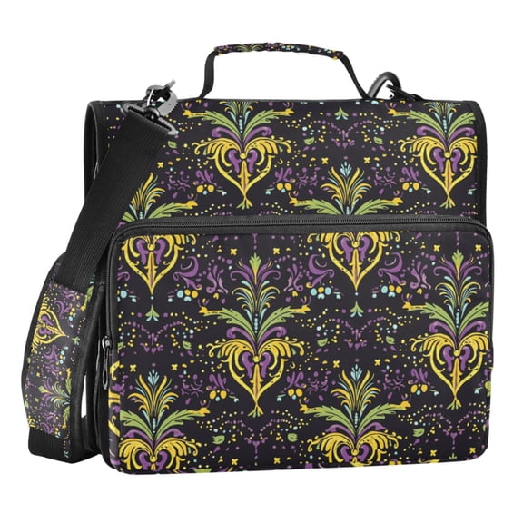 ALAZA Zipper Binder Mardi Gras Flowers 3 Ring Trapper Keeper File Folder Organizer Bag
