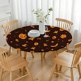 thumbnail image 3 of Halloween Spooky Icons on Dark Pattern Round Fitted Tablecloth with Elastic Edge,Dining Table Cover Waterproof,Outdoor Round Tablecloth for Camping,Dining,Indoor and Outdoor, 3 of 7