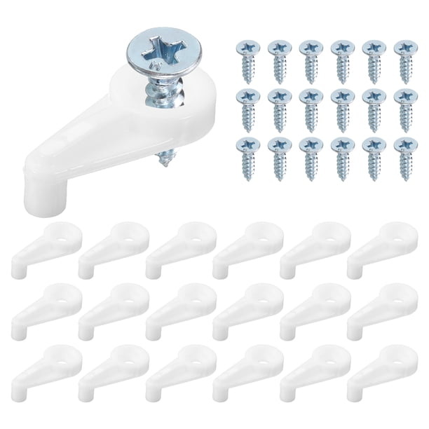 Uxcell Clips de retención de vidrio, clip de fijación de panel de vidrio con tornillos para fijar puertas de gabinete de vidrio blancas