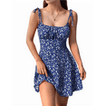 thumbnail image 6 of Women'S Boho Floral Dress Romper Spaghetti Strap Smocked Dress Royal Blue XS, 6 of 7