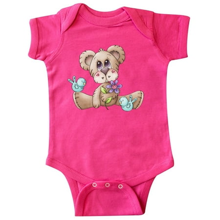 

Inktastic Teddy Bear Bluebirds and Flower Gift Baby Boy Bodysuit