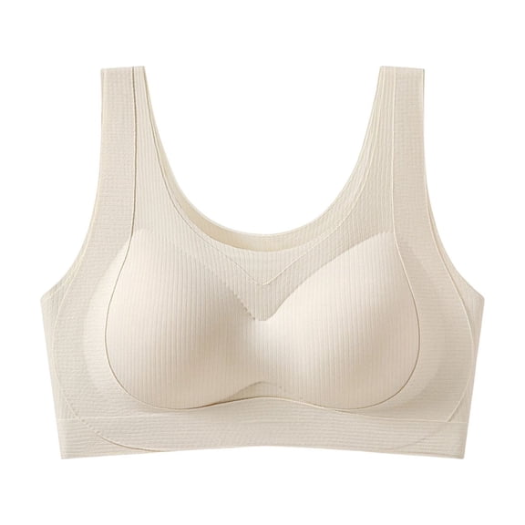 Zpanxa Wireless Bras for Women Seamless Padded Wide Straps Breathable Everyday Tank Bra White 38BC