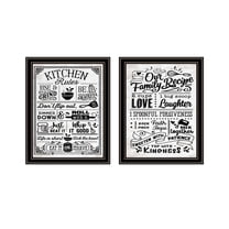 Trendy Decor 4U "Our Family Kitchen Rules & Recipes" Framed Wall Art for Living Room, Wall Art Print for Home Decor, Bedroom Wall Art by Lettered & Lined