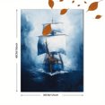 thumbnail image 3 of Qisvanset 12x16 Inch 2D Flat Framed Canvas Art, Whale Pirate Ship Watercolor Nautical Nursery Home Wall Art Decor, 3 of 5