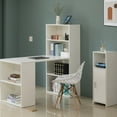 thumbnail image 3 of Basicwise QI004018.WT.M 47.25 x 20 x 47.25 in. Computer Writing Workstation Table with Combo Bookshelf Bookcase, White - Medium - Rectangle, 3 of 5