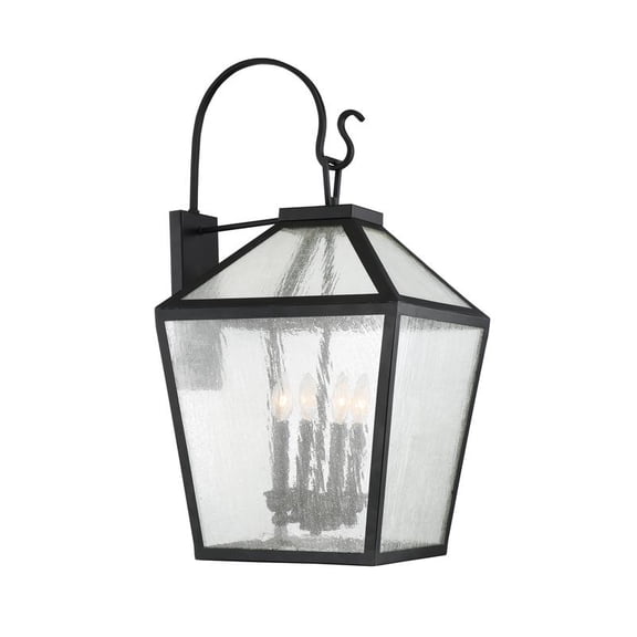 Black Four Light Outdoor Wall Lantern from the Woodstock Collection