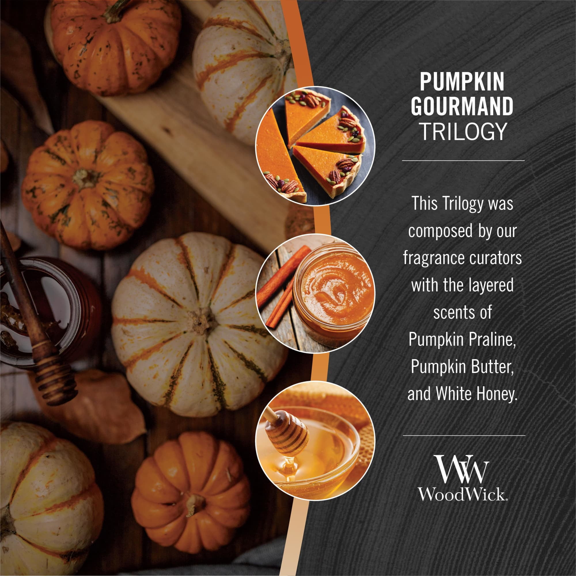 WoodWick Pumpkin Gourmand Scented Ellipse Candle, Crackles as it burns, Up to 50 hrs burn time, Perfect for gifting or home décor, 21oz