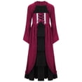 thumbnail image 3 of iiniim Big Girls Medieval Princess Dress Renaissance Gothic Vampire Queen Bell Long Sleeve Party Gown Mahogany 10, 3 of 7